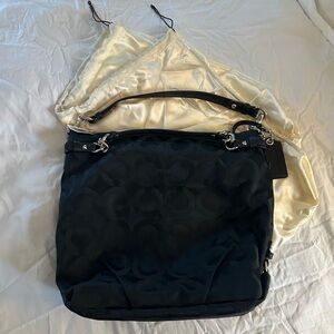 NWT COACH OP ART SATEEN LARGE BROOKE BLACK